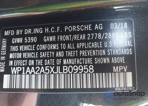 2018 Porsche Macan z USA, uszkodzony, nr VIN WP1AA2A5XJLB09958